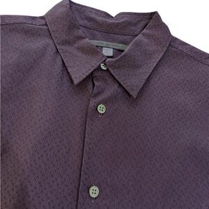 John Varvatos Jacquard Woven Button Up Shirt SZ L Purple
